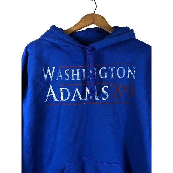 Washington Adams '89 Sweatshirt Hoodie Medium President Campaign Look Blue - Picture 2 of 6